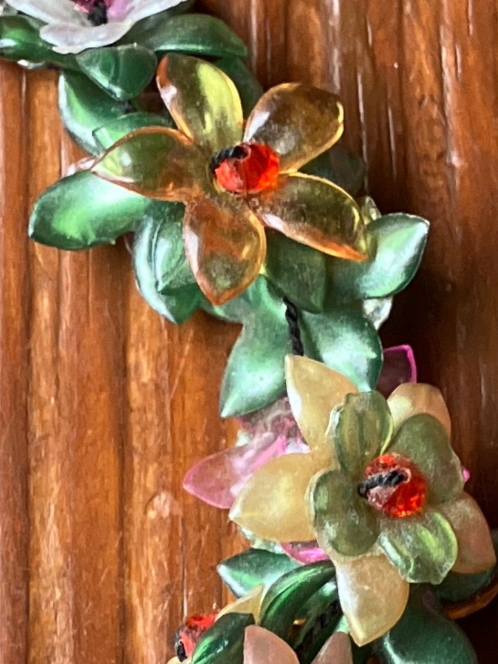 Whimsical 3D Flower & Leaf Beaded Statement Bracelet - Picture 11 of 12